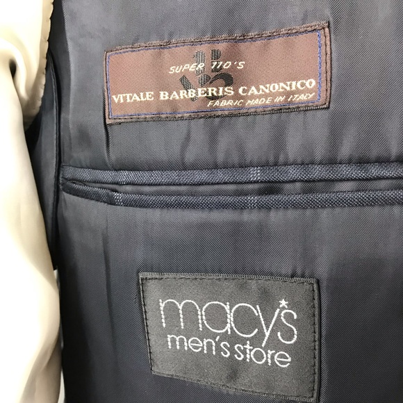 Tasso Elba 3-Button Wool Navy Plaid Sport Coat 40R - Picture 8 of 8